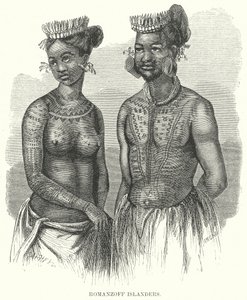 Romanzoff-eilanders (gravure) door English School
