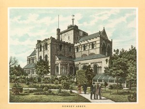 Romsey Abbey (kleurenlitho) door English School