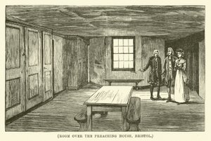 Kamer boven het predikhuis, Bristol (gravure) door English School