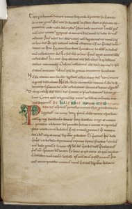 Royal 13. A.XI, f.47vInitial P.De temporum ratione.Bede de Eerbiedwaardige.Miscellany van werken over computus en astronomie.11e eeuw-12e eeuw door English School