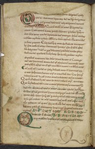 Menselijke gezichten in initialen, De temporum ratione, Bede de Eerbiedwaardige door English School
