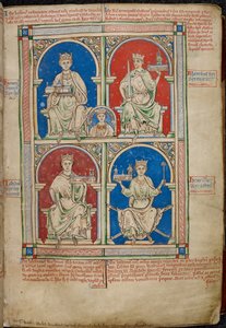 Vier koningen van Engeland: Hendrik II, Richard I, Jan en Hendrik III met Westminster Abbey, uit 