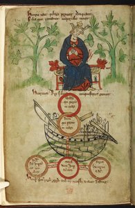 Koning Hendrik I op zijn troon, rouwend, illustratie uit de 