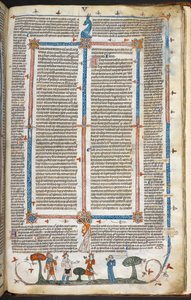 Royal MS 10 IV f.294r Middeleeuwse figuren en marginale decoratie, illustratie uit 