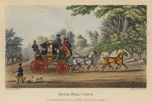 Royal Mail Coach (gekleurde gravure) door English School