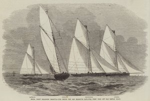 Royal Yacht Squadron Regatta, de Wedstrijd voor de Beker van Hare Majesteit, de Eerste Tack bij Old Castle Point