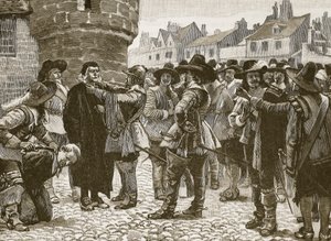 Royalistische samenzweerders in Salisbury beledigen de sheriff, illustratie uit Cassells Illustrated History of England door English School