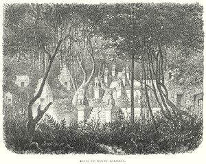 Ruïnes van de berg Bakheng (gravure)