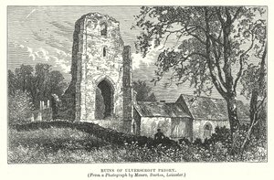 Ruïnes van de Priorij van Ulverscroft (gravure) door English School