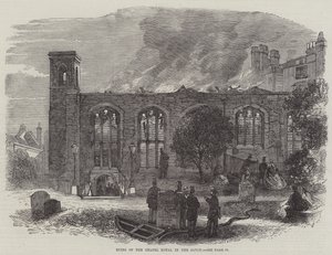 Ruïnes van de Chapel Royal in de Savoy (gravure)