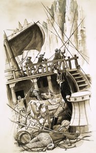Zeilschip met vee aan boord