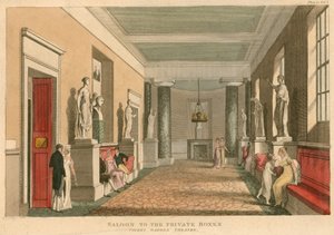 Saloon naar de privéboxen in het Covent Garden Theatre, Londen