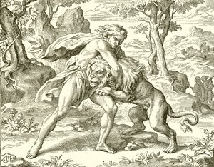 Samson en de leeuw door English School