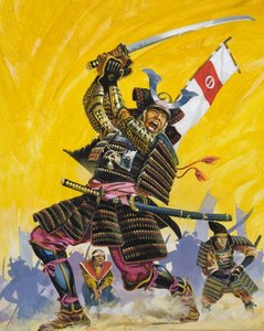 Samurai krijgers (gouache op papier) door English School