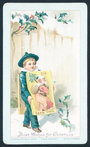 Broodjongen adverteert Oude Kerstman, Kerstkaart door English School