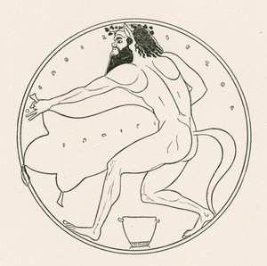 Satyr en wijnhuid (gravure) door English School