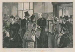 Scène bij de Admiraliteit na het nieuws van het verlies van de Victoria