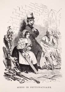 Scène in Petticoat-Lane, illustratie uit London Labour and London Poor door Henry Mayhew, pub. 1862 door English School
