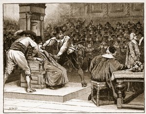 Scène in het Lagerhuis: de voorzitter gedwongen, illustratie uit Cassells Geïllustreerde Geschiedenis van Engeland door English School