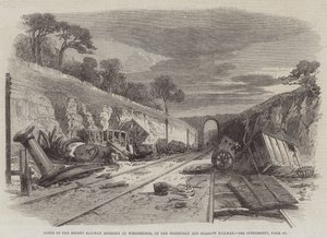 Plaats van het recente spoorwegongeluk bij Winchburgh, op de Edinburgh en Glasgow Railway door English School