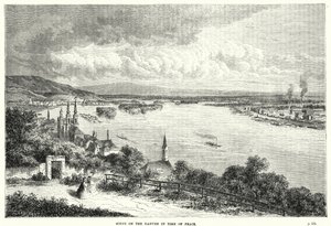 Scène aan de Donau in vredestijd door English School