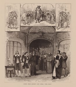 Scènes uit Gounods nieuwe opera "Cinq Mars" (gravure) door English School