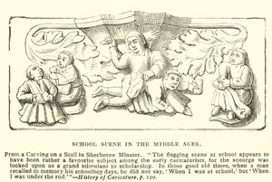 Schoolscène in de Middeleeuwen door English School