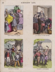 Schooljongensleven (gekleurde gravure)