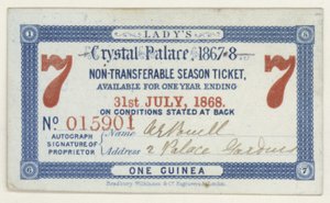 Seizoenskaart voor het Crystal Palace, Londen, 1867-1868 door English School