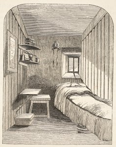 Afzonderlijke slaapcel in een van de nieuwe vleugels van de vrouwelijke strafgevangenis in Brixton, illustratie uit The Criminal Prisons of London and Scenes from Prison Life door Henry Mayhew en John Binny, uitgegeven 1862