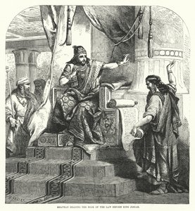 Shafan leest het wetboek voor aan koning Josia (gravure)
