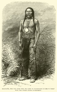 Shawanoh, de Ute Hoofdman die in 1863 naar Washington werd gestuurd om te onderhandelen met de Amerikaanse regering door English School