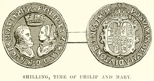 Shilling, tijd van Philip en Mary door English School