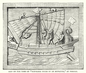 Schip op het graf van "Naevoleia Tyche et de Munatius," in Pompeii door English School