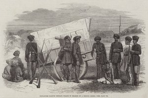 Sholapore Inheemse (Indiase) Politie in Bewaring van een Hindoe Opstandeling (gravure) door English School