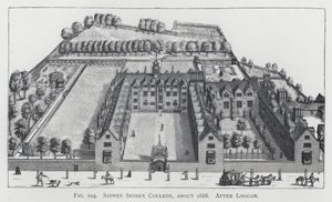 Sidney Sussex College, circa 1688, naar Loggan