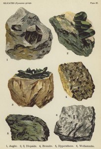 Silicaten (pyroxeen groep), augiet, diopsied, bronziet, hyperstheen, wollastoniet door English School