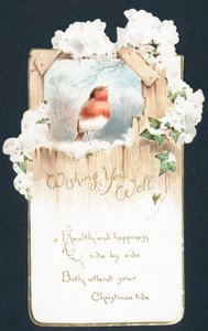 Zingende roodborst, Kerstkaart door English School