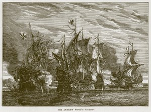 Sir Andrew Woods overwinning, illustratie uit The Sea door F. Whymper door English School