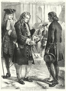 Sir Christopher Wren en de Suffolk Houthakker (gravure) door English School