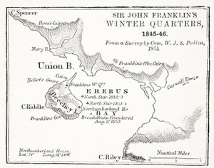 Winterkwartieren van Sir John Franklin, 1845-1846, uit een onderzoek door Com. W.J.S. Pullen 1854, gepubliceerd 1854 door English School