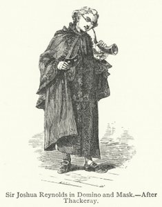 Sir Joshua Reynolds in Domino en Masker (gravure)