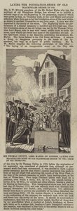 Sir Thomas Chitty, burgemeester van Londen, legt de inwijdingssteen van de oude Blackfriars Bridge in 1760 door English School