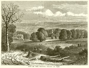 Locatie van het Crystal Palace in 1852 door English School