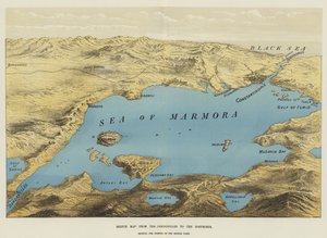 Schetskaart van de Dardanellen tot de Bosporus (chromolitho) door English School