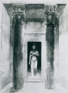 Schets van Moina Mathers (1865-1928) in de rol van de Hogepriesteres Anari, werkend aan de Riten van Isis, Parijs, 1899 door English School