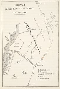 Schets van de Slag bij Aliwal, 28 januari 1846, uit Cassells Geïllustreerde Geschiedenis van Engeland