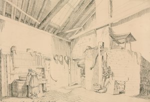 Schets van de bijkeuken in Putney Park, Putney, Londen door English School