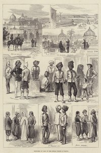 Schetsen in het Kamp van de Indiase Troepen op Malta (gravure) door English School