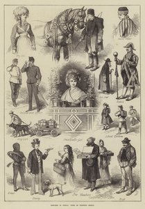 Schetsen in Wenen, typen van Weense mensen (gravure) door English School